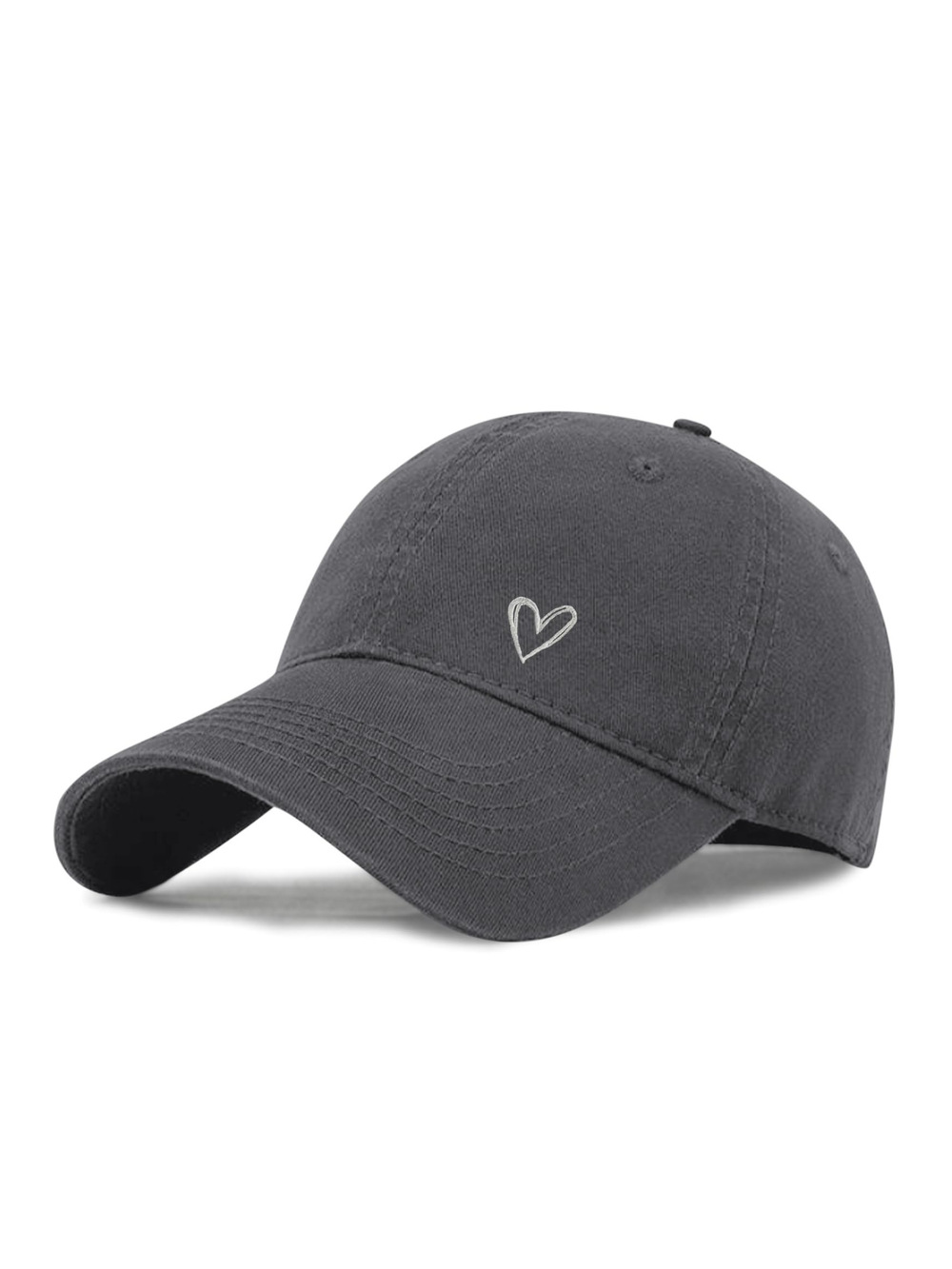 Vintage Heart Embroidered Baseball Cap Distressed | Deep Gray | Size OS